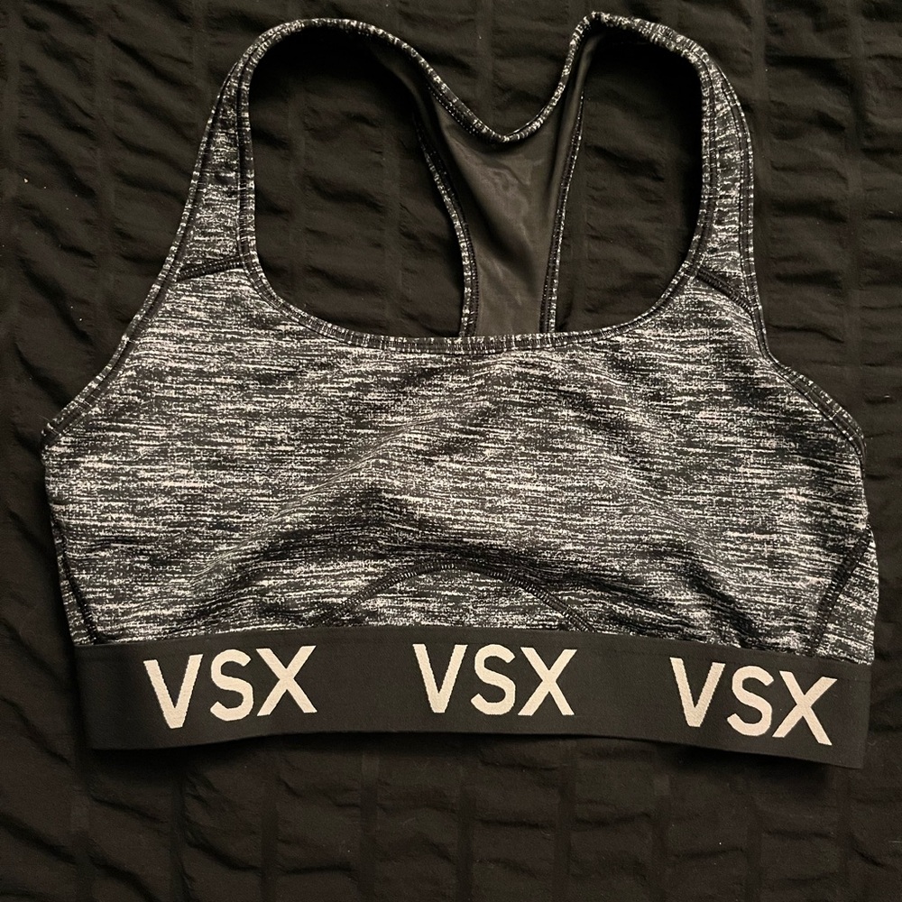 L- VSX Black and Gray Sports Bra Medium Impact